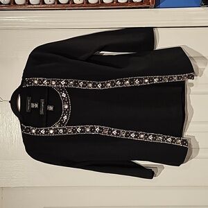 Cable & Gauge 2pc Cardigan & Tank set w/ Pearl & Rhinestone Embellished